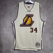 NWT Mitchell & Ness Los Angeles Lakers Shaquille O'Neal 34 Chainstitch Jersey L