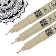 Micro Pen Set, 3Pcs Multiliner Fine Point Drawing Pens FineLiner, Black