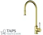 Clasico Series-Gooseneck Pull-Out Kitchen/Laundry Mixer- BRUSHED GOLD (ceramic)