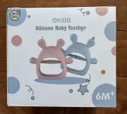 OKIBB Baby Teething Toys Silicone 2 Pack Teethers Pacifier for Pink & Blue