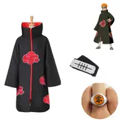 Adult Naruto Akatsuki Robe Cloak Pain Costume Anime Cosplay Ring & Headband