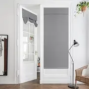 HOMEIDEAS Light Grey Blackout Door Curtains Privacy French Door Curtains, 26 X 68 Inch Room Darkening Curtains for Glass Door, Thermal Insulated Tie Up Shades Christmas for Bedroom, 1 Panel