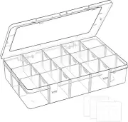 Clear Plastic Adjustable Jewelry Organizer Divider Storage Box, 15 Grids