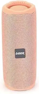 [Laser] Portable Bluetooth Speaker Lite - Fabric Design, 3 Hours Playtime, TWS, LED Lights, USB-C Charging, USB/SD/AUX Inputs, Micro SD Support, Dual 5W Drivers, Compact and Lightweight - Pink