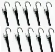 MM08 14" EPDM Black Rubber Bungee Cords Straps with Steel Hooks - Pack of 10