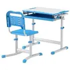 Qaba Height Adjustable Kids Desk and Chairs Set, with Tilt Desktop, Storage Draw