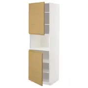 METOD high cab f micro w 2 doors/shelves, white/Voxtorp oak effect, 60x60x200 cm