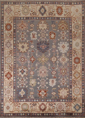 Bohemian Oushak Indian Area Rug Hand-Knotted 8x10 ft Green