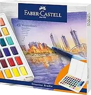 Faber-Castell Vibrant Creative Studio Watercolor Paint Kit – Set of 48, (18-169748)