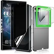 [Cnarery] Compatible for Samsung Galaxy Z Flip 6 Privacy Screen Protector, [2+2 Pcs]Inner Soft TPU + Front Tempered Glass, with Upgrade Alignment Tool, Easy Installation