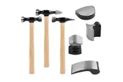 7 Piece Car Dent Auto Body Panel Repair Tool Kit Wooden Handles Beating Hammers
