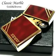 Zippo Classic Marble Brown Gold Blass Double Sided Processing Lighter Regular
