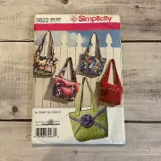 Simplicity 3822 Sewing Pattern Tote Purse Shoulder Bag UNCUT