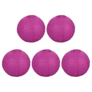 5 Pcs 12" Paper Lanterns Round Hanging Chinese/Japanese Lantern Decor Rose Red