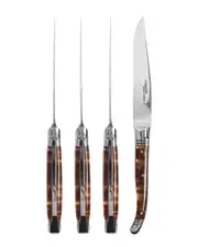 Goyon-Chazeau Set of 4 Laguiole Steak Knives with Tortoise Shell Handles