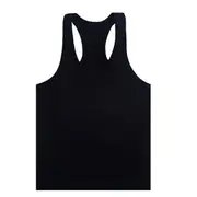 Black Mens Gym Vest Tank - Racer Back