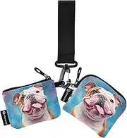 [XYMZR] Galaxy Blue Pugdog Mini Zip Around Wristlet keychain Wallet for Women Personalized Pattern Detachable Dual Pouch Wristlet Portable Wallet Phone Coin Purse, Multi-colored, One Size
