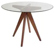 Jean Prouve Inspired Dining Table - Glass Top 100cm - Walnut