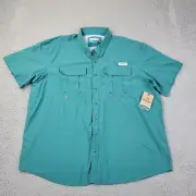 Magellan Fish Gear Shirt Mens 3XL Green Nylon Button Down Short Sleeve w/Tag