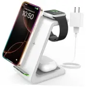 3 in 1 Wireless Charging Station for Apple, Wireless Charger Stand for White