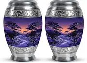 Purple Urns for Ashes, Decorative Keepsake & Memorial Gift for Men & Women, Handcrafted Funeral & Burial Cremation, Urn Ash Container, 3 Inch (Set of 2)