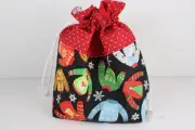 Project Bag Knitting Crochet Tote Yarn Drawstring Christmas Ugly Sweater Print