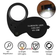 40X Magnifying Loupe Jewelry Jewelers Pocket Magnifier Loop Eye Glass Led Light