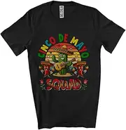 [Generic] Cinco De Mayo Squad; Cheerful Vintage Retro Cactus Playing Guitar Chili Sombrero; Family Unisex T-Shirt