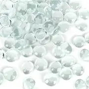 12 OZ Flat Glass Pebbles for Vase, Vase Filler Beads, Tank Rocks,Small Flat Marbles, Aquarium Pebbles,Clear Gem Stones for Home Decorative Art Craft