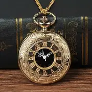 Pocket Watch for Men Roman Number Quartz Steampunk Pocket Watch Women Man Necklace Pendant Analog Quartz Vintage Large Dial Alloy Titanium