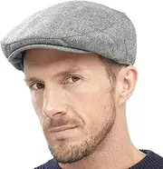 [KAV] Mens Traditional Flat Cap One Size - Classic Tweed Caps 1920s Gatsby Newsboy Hat for Men - Quilted Polyester Lining Roaring 20s Costume Accessories