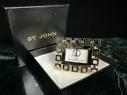 St. John Gold Tone Photo Geometric Mini Picture Frame with Box 2 x 2.5 In.