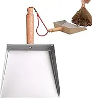 Bvizyelck Small Dustpan - Desktop Stainless Steel Dustpan | Short Handle Wide Sweeping Dust Pan for Indoor Outdoor Kitchen Bathroom Living Room Bedroom Garage Cleaning