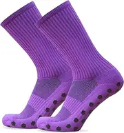 [Generic] 1 Pair Anti Slip Soccer Socks Team Sports Socks Fitn Breathable Quick Dry Socks - Athletic Socks Anti-s Socks for Football Basketball Hockey Sports Purple 1 Pair