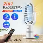 2in1 Bladeless Fan Portable Cool Heat Airflow Timer Remote Control Home Office