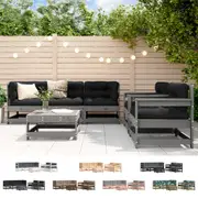 Outdoor Lounge Set 6 Piece Sofa and Table with Cushions Solid Wood vidaXL