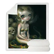 Dark Mythological Art Lamia and Skulls Throw Blanket