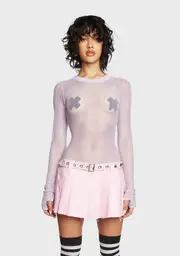 [Current Mood] See Thru Me Fishnet Top - Lavender