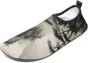 [BTCOWZRV] Water Shoes for Women Men Chinese Landscape Painting Water Sports Shoes Slip-on Breathable Lightweight Athletic Aqua Sock