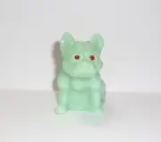 Westmoreland Glass Mold Jadeite Green Red-Eyed French Bulldog Figurine