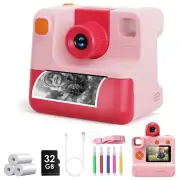Kids Camera Instant Print Digital Camera Selfie 1080P Video Camera with 32G T...