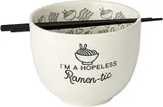 Enesco 6002424 Our Name is Mud Hopeless Ramen-Tic Soup Bowl and Chopsticks Set, White, 5 Inches