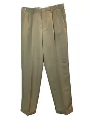 Dockers Mens Tan Relaxed Fit Pleated Dress Pants Pleated Size 33x34 - New