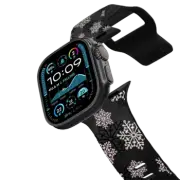 Apple Watch Ultra, Ultra 2 (49mm) Impact Band SNOWFLAKE FLUTTER 2 WATCH BAND, PINK BLACK WHITE WINTER SNOW LACE ELEGANT PATTERN By Ebi Emporium
