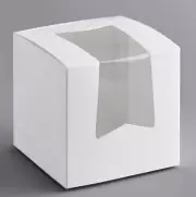 24 Baker's Mark 4 1/2" x 4 1/2" x 4 1/2" White Window Cupcake Box's
