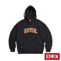 在飛比找momo購物網優惠-【EDWIN】男裝 橘標 寬版貼布大LOGO連帽長袖T恤(黑