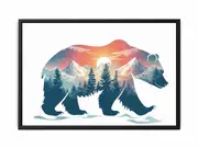 Bear Framed Print Fine Art Poster Print