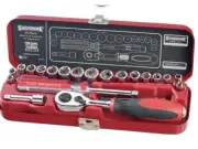 SIDCHROME 1/4" 21 Piece Drive Socket Set #SCMT12100 METAL-CASE NEW FREEPOST