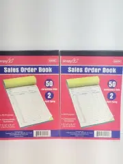 2 pc Sales Order Book / Receipt Book ~ 50 double Forms ~ Carbonless, 5.5"x8.5
