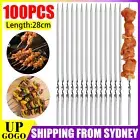 200pcs Kebab Stick Stainless Steel Barbecue Metal Skewers Flat Needle BBQ Tools